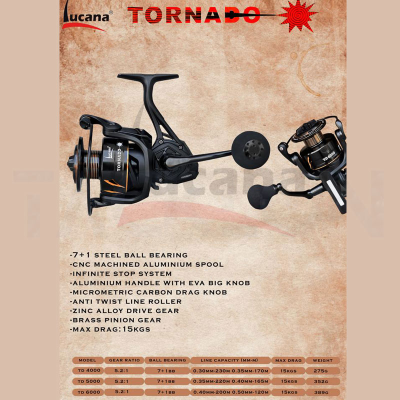 LUCANA TORNADO TD-6000 SPINNING REEL Price in India – Buy LUCANA TORNADO TD- 6000 SPINNING REEL online at